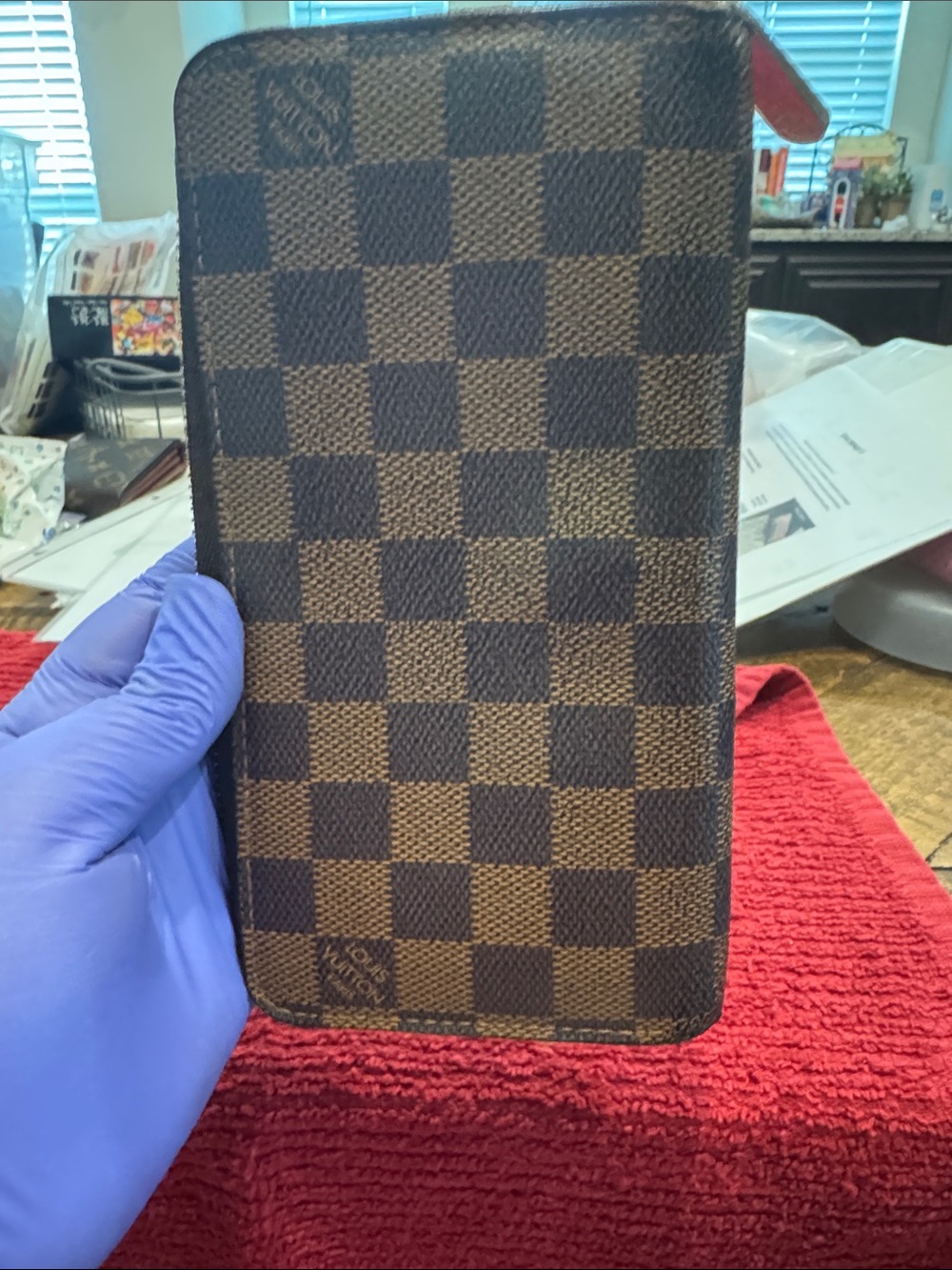 Louis Vuitton Damier Ebene Zippy Long Wallet with COA